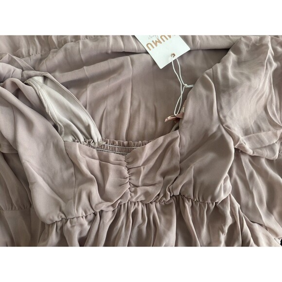 Show me Your Mumu Nicole Maxi Dress in Soft beige chiffon Size: Small NWT - Picture 9 of 9